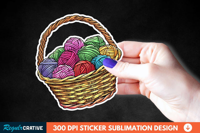Knitting Basket Sticker Clipart Sublimation Regulrcrative 