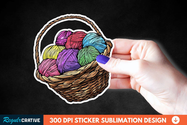 Knitting Basket Sticker Clipart Sublimation Regulrcrative 