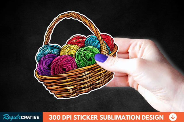 Knitting Basket Sticker Clipart Sublimation Regulrcrative 