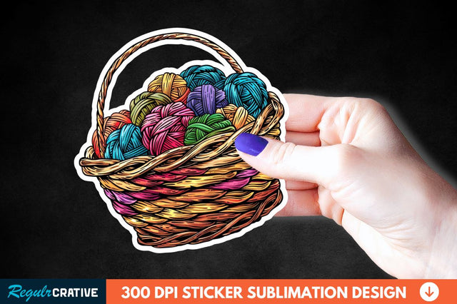 Knitting Basket Sticker Clipart Sublimation Regulrcrative 