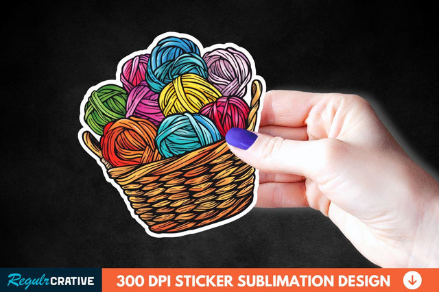Knitting Basket Sticker Clipart Sublimation Regulrcrative 