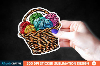 Knitting Basket Sticker Clipart Sublimation Regulrcrative 