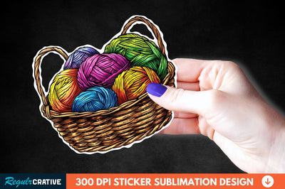 Knitting Basket Sticker Clipart Sublimation Regulrcrative 