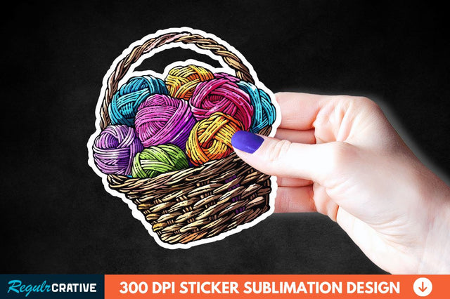 Knitting Basket Sticker Clipart Sublimation Regulrcrative 