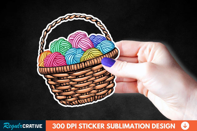Knitting Basket Sticker Clipart Sublimation Regulrcrative 