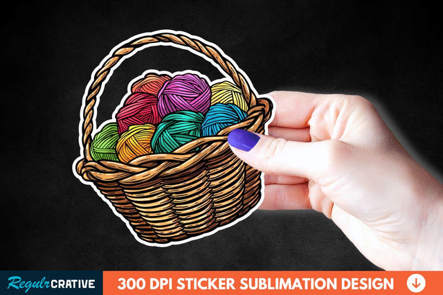 Knitting Basket Sticker Clipart Sublimation Regulrcrative 