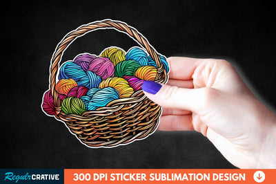 Knitting Basket Sticker Clipart Sublimation Regulrcrative 