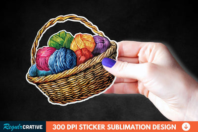 Knitting Basket Sticker Clipart Sublimation Regulrcrative 