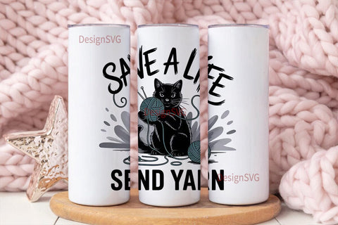 Knitting Cat 20oz Tumbler Design Sublimation DesignSVG 