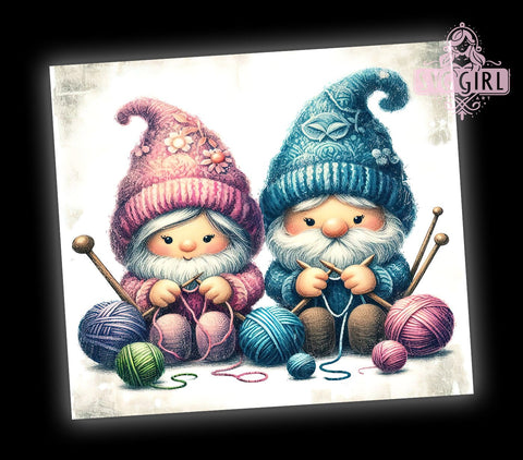 Knitting Gnomes Tumbler, Cute Knitting Design, 20oz Tumbler PNG, Craft Lover Gift, Gnome Decor, Knitter Gift, Handmade Tumbler, Sublimation Drinkware Sublimation SvggirlplusArt 