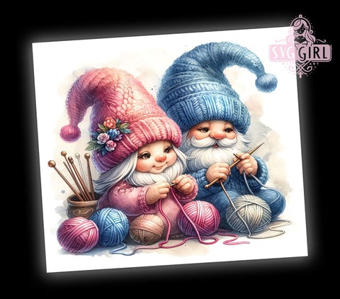 Knitting Gnomes Tumbler, Cute Knitting Design, 20oz Tumbler PNG, Craft Lover Gift, Gnome Decor, Knitter Gift, Handmade Tumbler, Sublimation Drinkware Sublimation SvggirlplusArt 