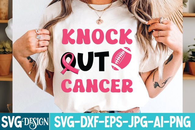 Knock Out Cancer SVG Design,Breast Cancer svg,In October we wear Pink , Fight Awareness SVG Bundle, Fight Awareness SVG Cut File , Fight Awareness SVG Designs SVG BlackCatsMedia 