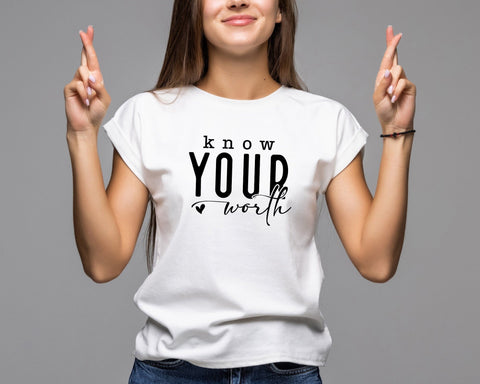 Know Your Worth Svg Png, Self Love Svg, Motivational Svg, Inspirational Svg, Positive Quote Svg, Mental Health Svg, Your are Enough Svg SVG DesignDestine 