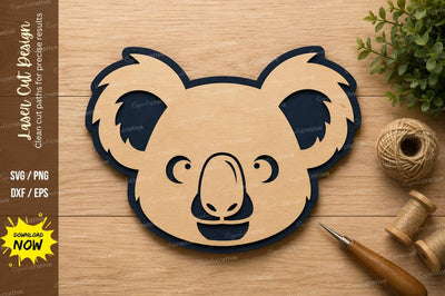 Koala Bear Face Wall Art Laser Cut SVG File SVG Regulrcrative 