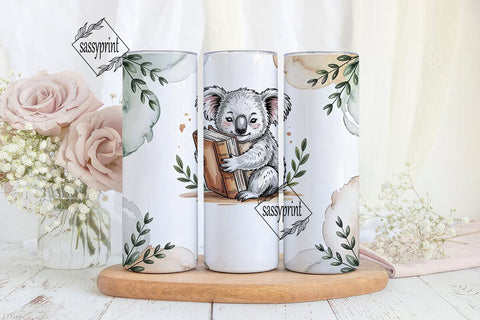 Koala Book Lover 20oz Tumbler Wrap Sublimation sassyprint 