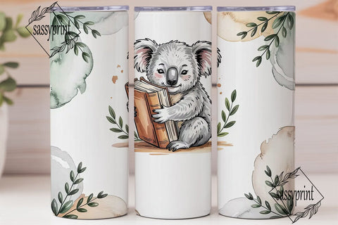 Koala Book Lover 20oz Tumbler Wrap Sublimation sassyprint 