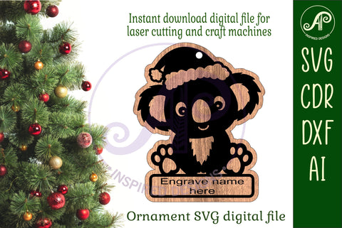 Koala Christmas Ornament SVG laser cut SVG APInspireddesigns 