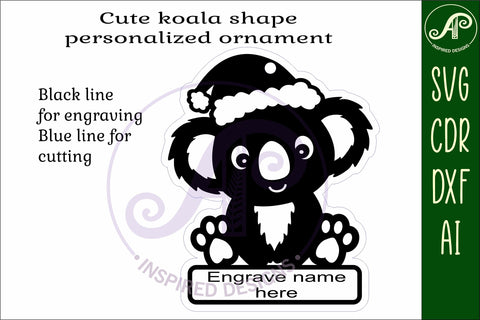 Koala Christmas Ornament SVG laser cut SVG APInspireddesigns 