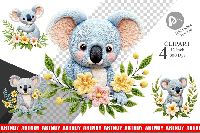 Koala Embroidery Clipart Sublimation artnoy 