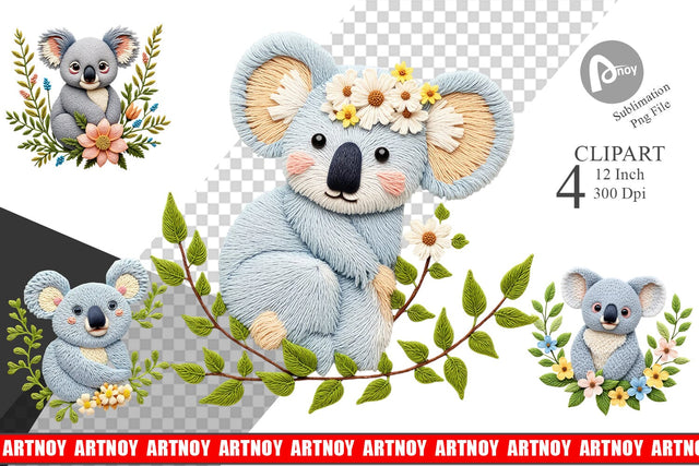 Koala Embroidery Clipart Sublimation artnoy 