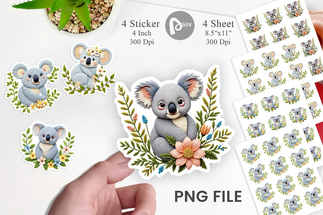 Koala Embroidery Sticker Sublimation artnoy 
