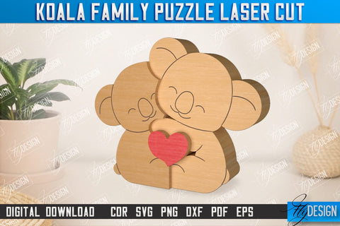 Koala Family Puzzle Bundle | Koala Puzzle Template | Eco-Friendly Gift | Home Décor | CNC Files SVG Fly Design 
