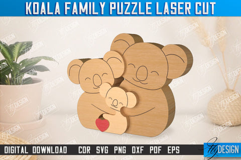 Koala Family Puzzle | Koala Puzzle Template | Eco-Friendly Gift | Home Décor | CNC File SVG Fly Design 