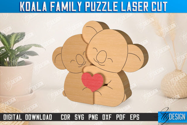 Koala Family Puzzle | Koala Puzzle Template | Eco-Friendly Gift | Home Décor | CNC File SVG Fly Design 