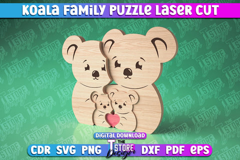 Koala Family Puzzle Laser Cut | Puzzle Laser Cut Design | CNC Files SVG The T Store Design 