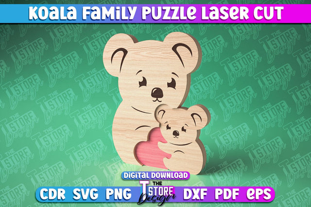 Koala Family Puzzle Laser Cut | Puzzle Laser Cut Design | CNC Files SVG The T Store Design 