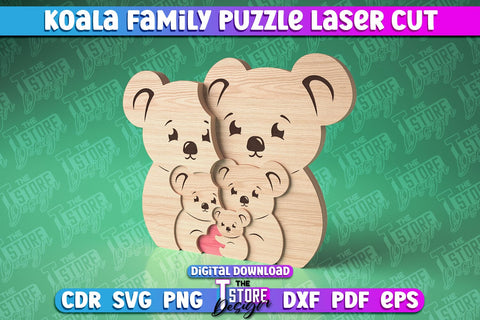 Koala Family Puzzle Laser Cut | Puzzle Laser Cut Design | CNC Files SVG The T Store Design 