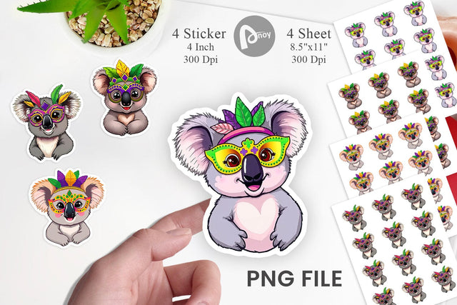 Koala Mardi Gras Sticker Sublimation artnoy 