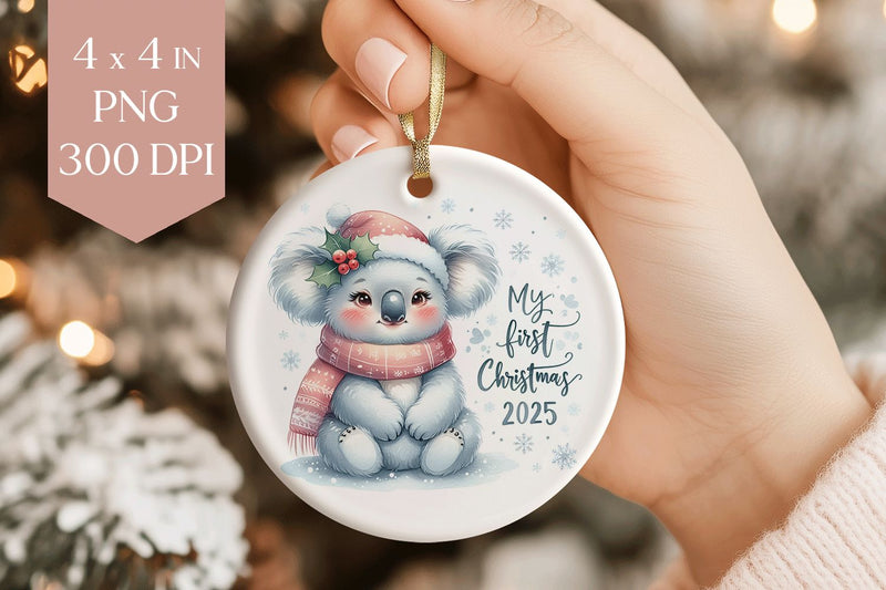 Koala My First Christmas 2025 Ornament PNG Sublimation BijouBay 