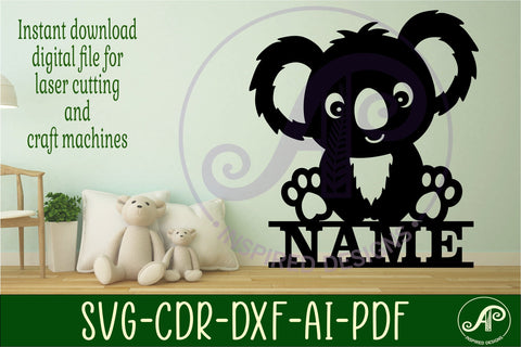 Koala name sign svg laser cut template SVG APInspireddesigns 