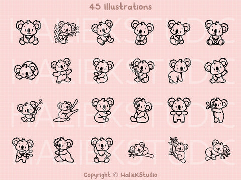 Koala SVG Design Set SVG HalieKStudio 