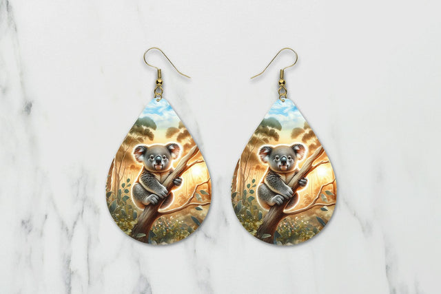 Koala teardrop earring sublimation design Sublimation BijouBay 