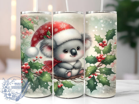 Koala Tumbler Wrap, Christmas Kids Design, 20oz Sublimation Tumbler, Holiday Drinkware, Cute Animal Gift, Festive Decor, Kids Christmas Gift, Australian Animal Tumbler Sublimation ToriDesigns 