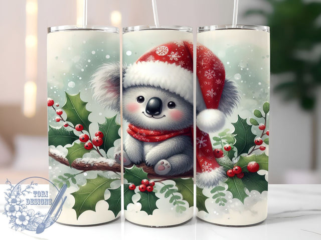 Koala Tumbler Wrap, Christmas Kids Design, 20oz Sublimation Tumbler, Holiday Drinkware, Cute Animal Gift, Festive Decor, Kids Christmas Gift, Australian Animal Tumbler Sublimation ToriDesigns 
