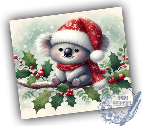 Koala Tumbler Wrap, Christmas Kids Design, 20oz Sublimation Tumbler, Holiday Drinkware, Cute Animal Gift, Festive Decor, Kids Christmas Gift, Australian Animal Tumbler Sublimation ToriDesigns 