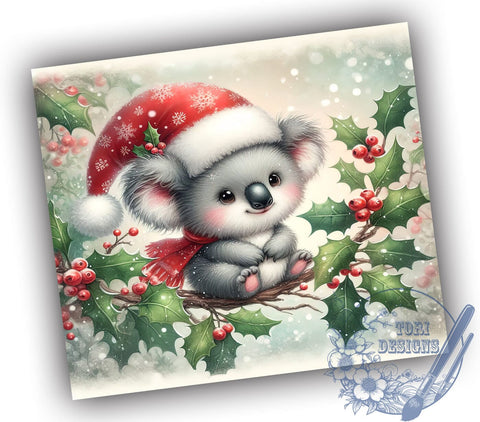 Koala Tumbler Wrap, Christmas Kids Design, 20oz Sublimation Tumbler, Holiday Drinkware, Cute Animal Gift, Festive Decor, Kids Christmas Gift, Australian Animal Tumbler Sublimation ToriDesigns 