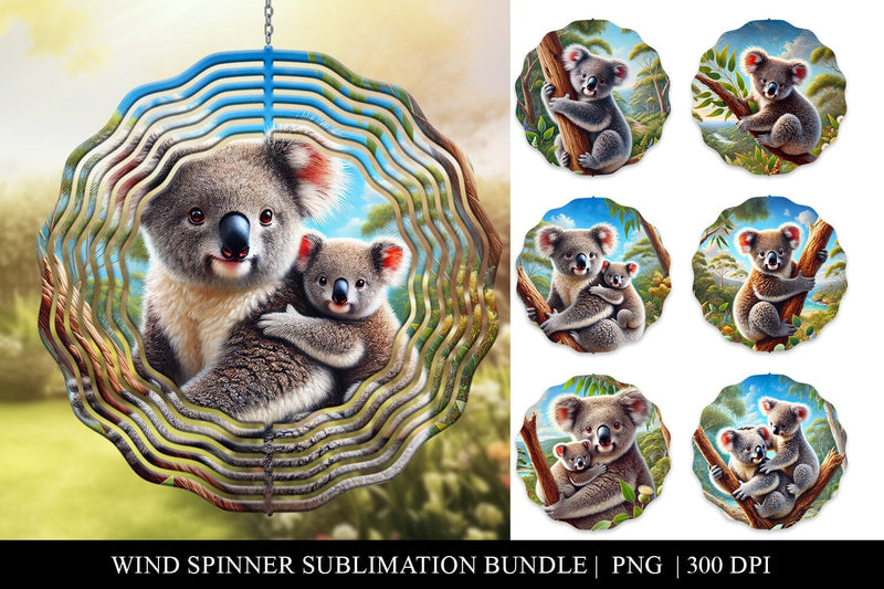 Koala Wind Spinner Sublimation Bundle PNG Sublimation BijouBay 