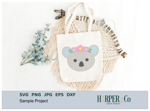 Koala with Bows and Flowers SVG PNG Cut EPS File SVG HarperNCo 