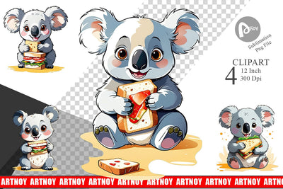 Koala with Sandwich Clipart Sublimation artnoy 