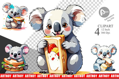 Koala with Sandwich Clipart Sublimation artnoy 