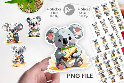 Koala with Sandwich Sticker Sublimation artnoy 