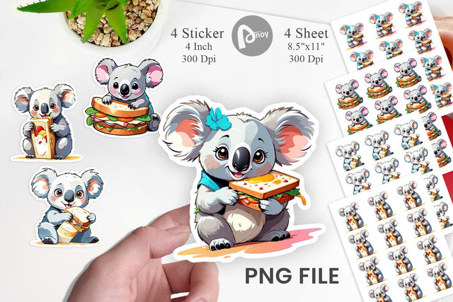 Koala with Sandwich Sticker Sublimation artnoy 