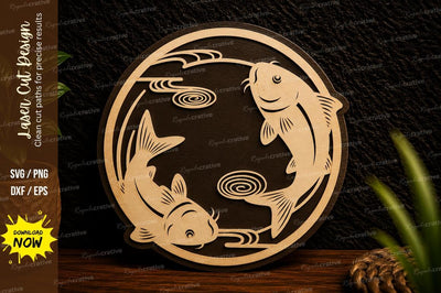 Koi Fish Circle Laser Cut Svg Design SVG Regulrcrative 