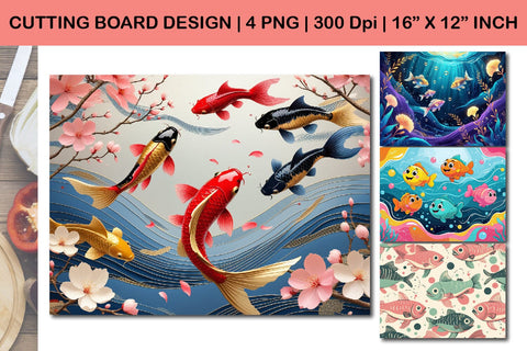 koi fish cutting board, japanese koi design Sublimation Paper Switch 
