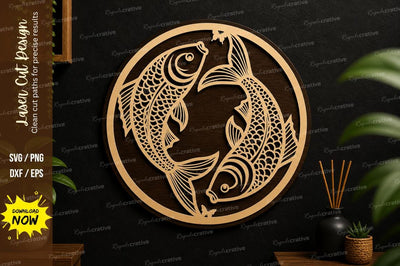 Koi Fish Laser Cut Wall Art File SVG Regulrcrative 