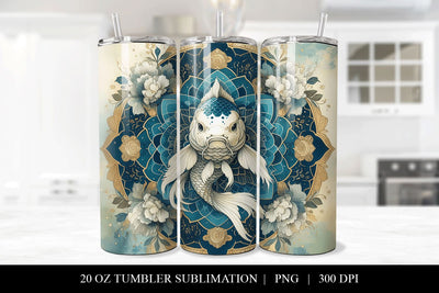 Koi Fish Mandala Tumbler Sublimation Design Sublimation BijouBay 